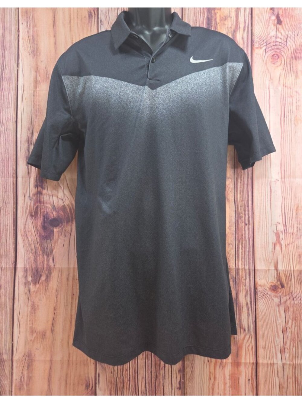 Nike Golf Dri-Fit Mens Polo Size Large Black Gradient Athletic Performance